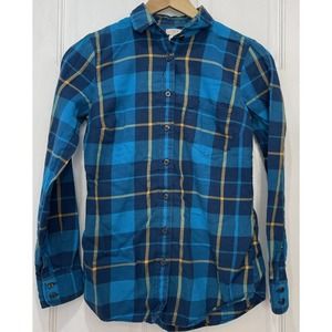 J. Crew Factory Blue Plaid Long Sleeve Button Down Flannel Women’s Size XXS